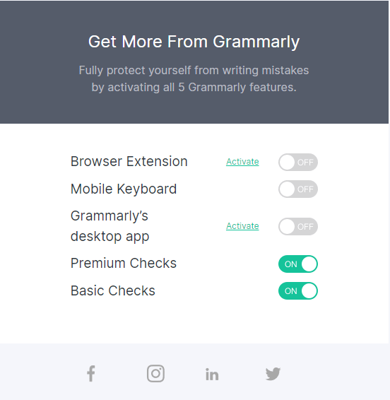 Grammarly Upsell and Cross-sell - recommendations